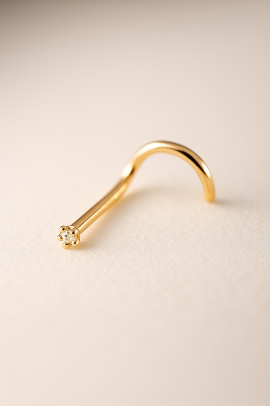 Piercing de nariz con diamante natural de 1 mm y poste en L