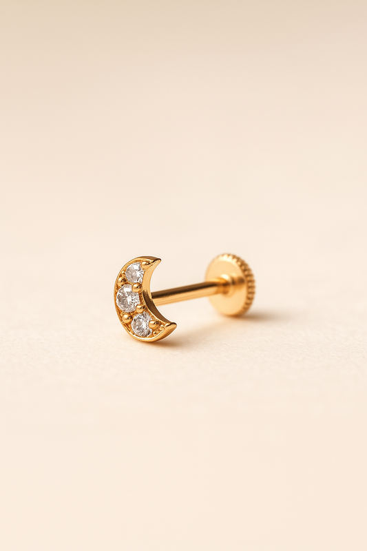 Piercing de luna creciente en oro amarillo pulido