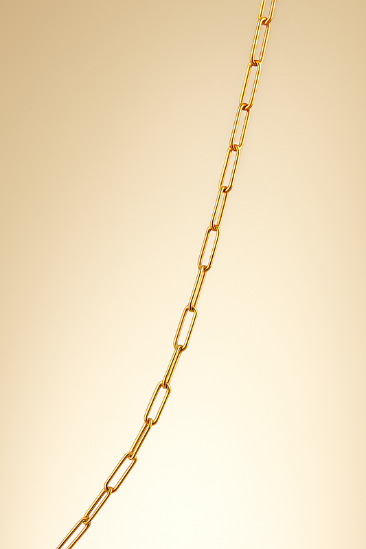 Collar de cadena paper clip en oro con aro enhancer, 45 cm
