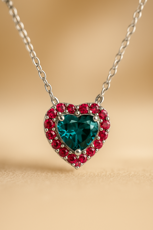 Dije de corazón con topacio London Blue en oro