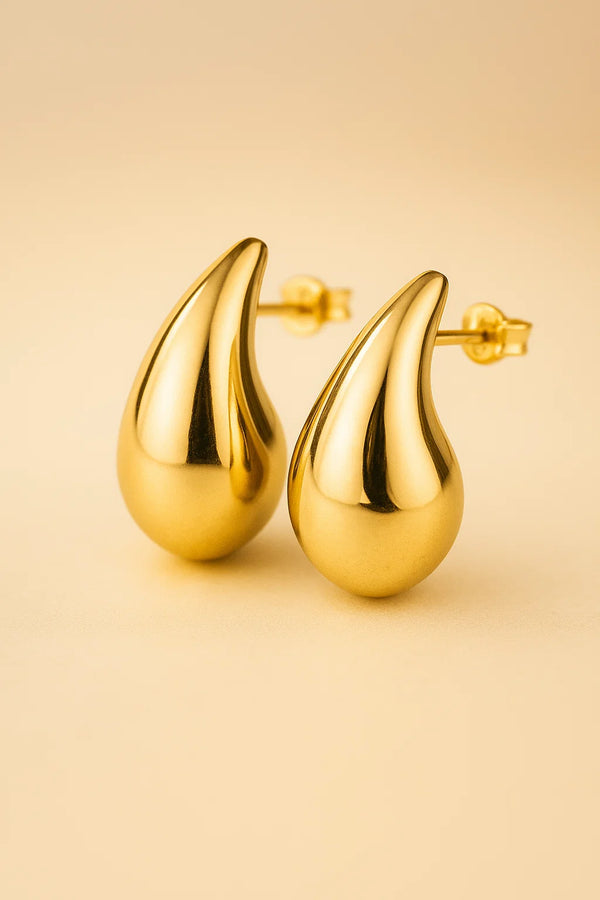 Aretes de gota en oro 18k pulido a espejo, sin piedra
