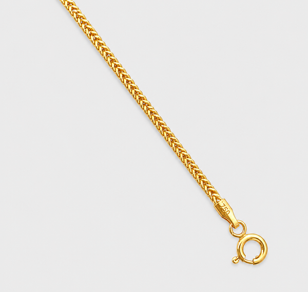 Pulsera de cadena franco de perfil cuadrado en oro 18k