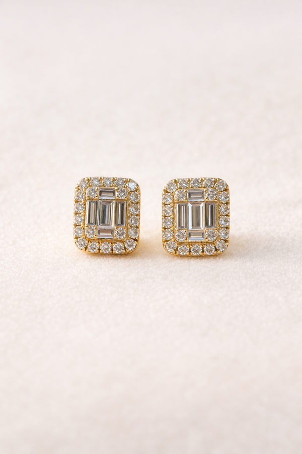 Aretes de corona con diamantes en oro
