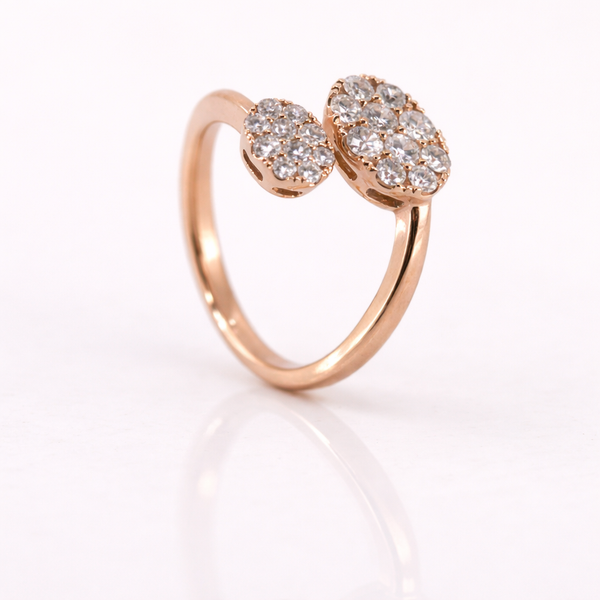 Anillo toi et moi con dos diamantes ovales en oro