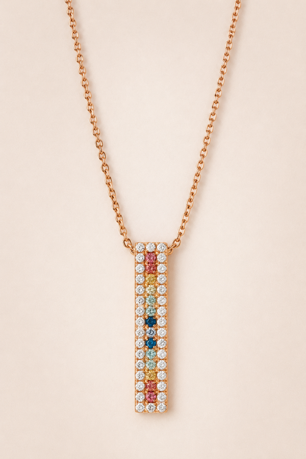 Collar de zafiros multicolor en oro rosa