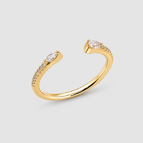 Anillo toi et moi pera y marquesa en oro, vista 2