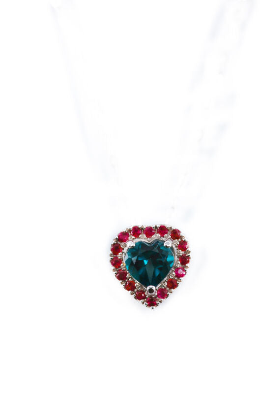 Dije de corazón de topacio London Blue en oro, vista 2