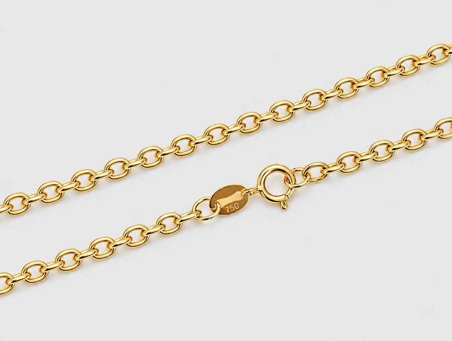 Collar de cadena rolo en oro amarillo 18k de 40 cm